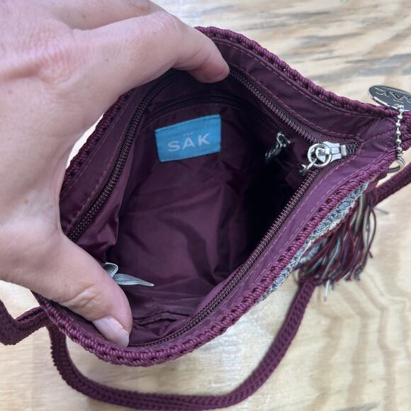 The Sak Crocheted Mini Bag Shoulder Purse Organizer Travel Small Boho - Picture 5 of 12